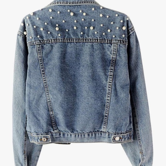 Pearl Embellished Denim Jacket - Picture 2 of 5